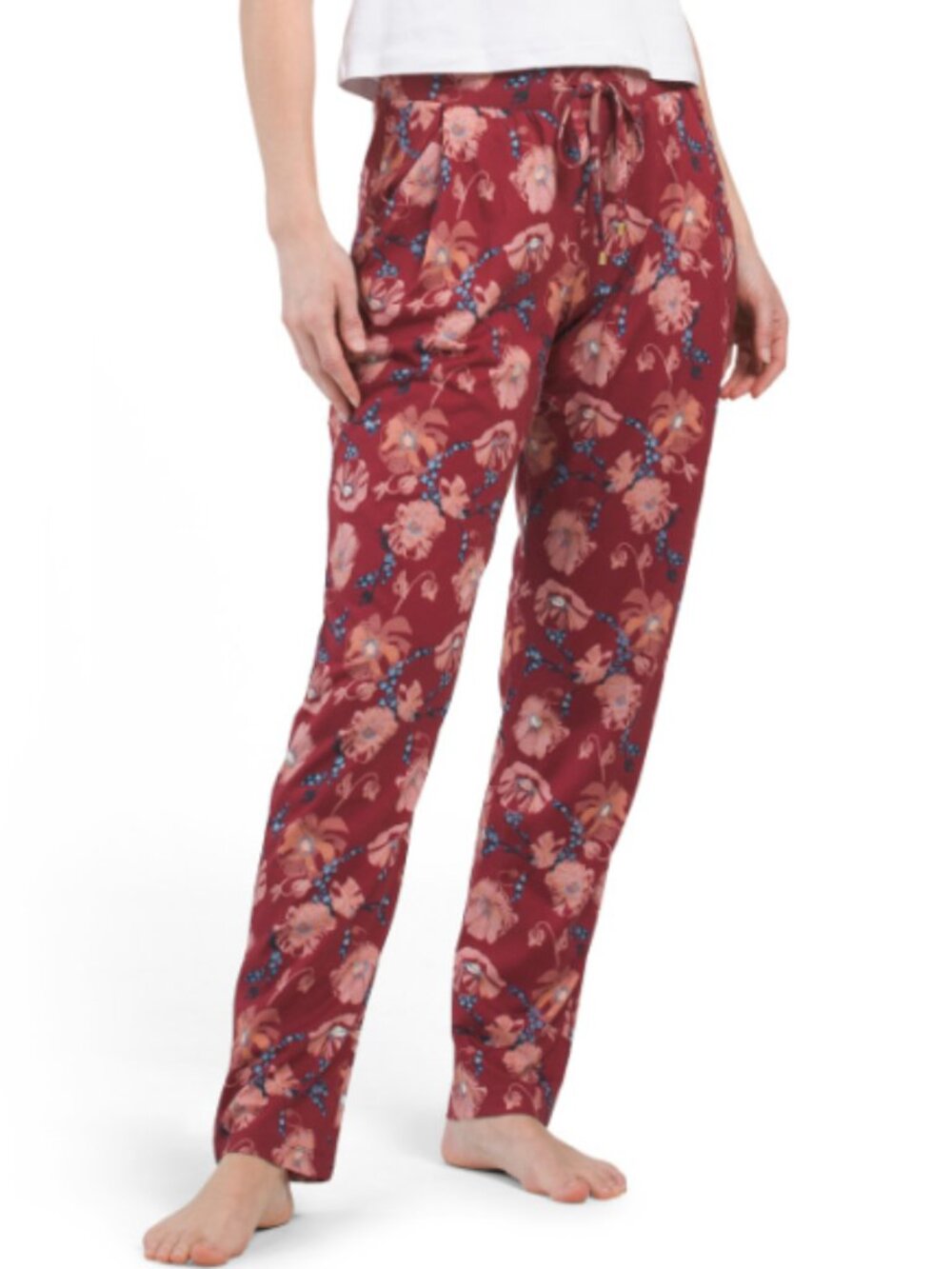 Hanro 'Floral Joy' Cotton/Modal Sleep Lounge Pants, Brick Red Multi